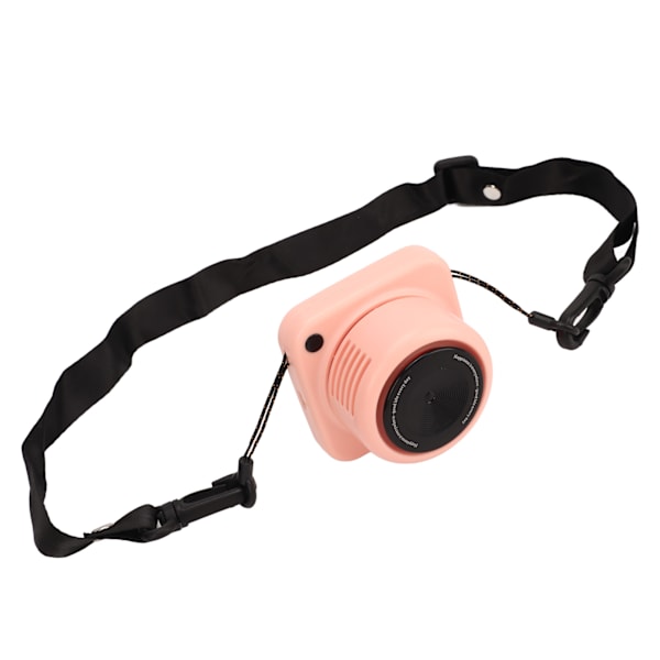 Riippuva kaulakorufani, vintage-kameran muotoinen, säädettävä, handsfree, kannettava mini-kaulafani kaulanauhalla ulkokäyttöön, pinkki