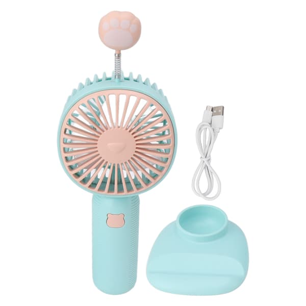 Håndholdt ventilator USB genopladelig mini bærbar skrivebordsventilator med base til udendørs indendørs mintgrøn