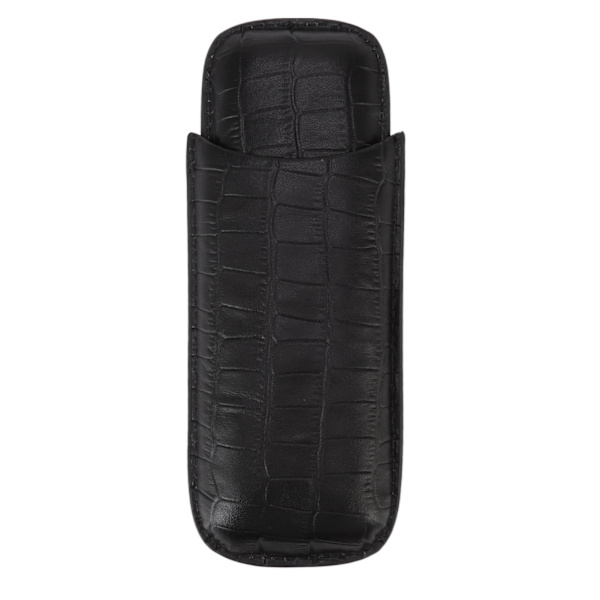 Læder Cigar Etui Bærbar med Cigar Cutter Rejse 2 Finger Cigar Holder Sort til Kæreste Gaver