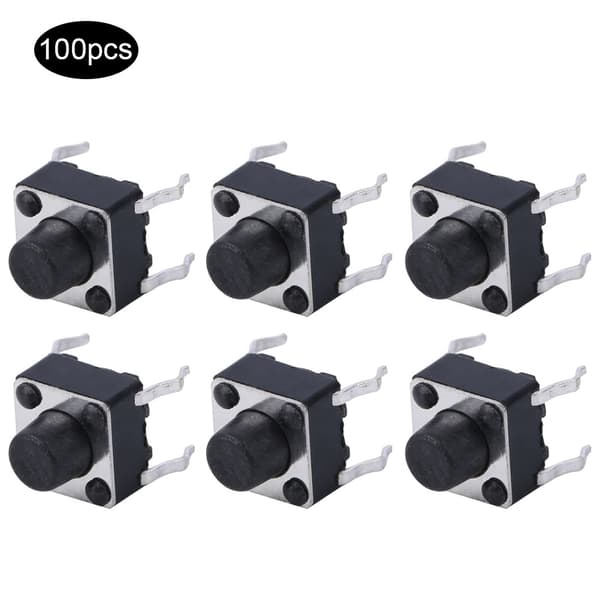 100 stk. Momentan taktil trykknappbryter Mini Micro Tact Switch Tilbehør 6 x 6 mm