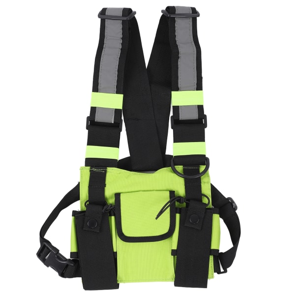 Multifunktionel nylon vandtæt brysttaske Reflekterende sikkerhedsværktøjsvest til udendørsfluorescerende grøn