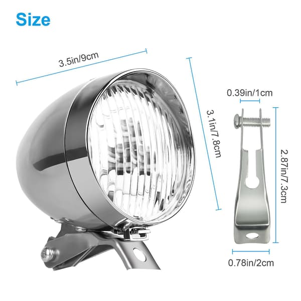 Klassisk forkrommet retro sykkel-LED-frontlykt sykkelfrontlampe