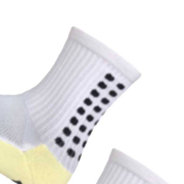 1 Par Antislipp Mid Socks Tykkere Komfortable Pustende Grip Atletisk Sportsokker for Fotball Hvit