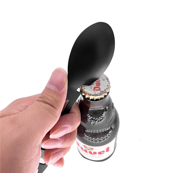 10-i-1 Multifunktionell Camping Spork Rostfritt Stål Sked Gaffel med Skärare Burk Öppnare Skiftnyckel för Kök Utomhus Vandring Backpacking