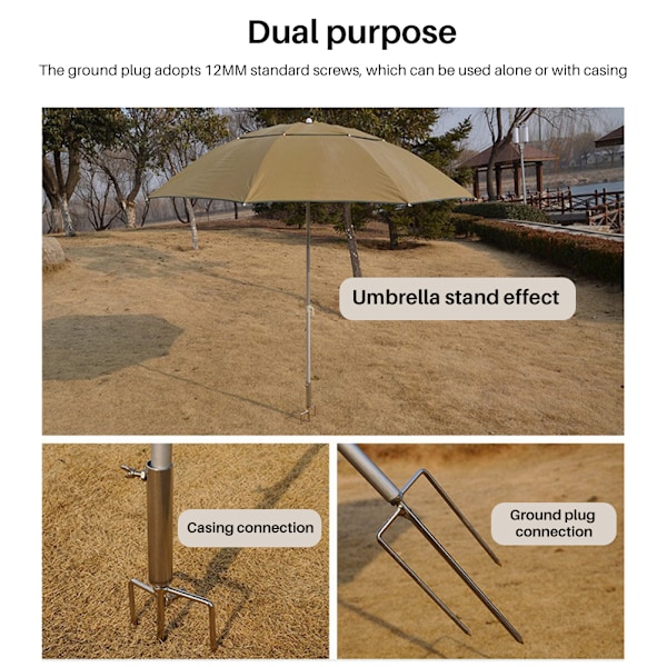 Fiskeholder Paraply Ground Spike Foldbar Strandstativ Udendørs Have Parasol Indsæt Stik Stik Vindtæt Paraply Ground Spike