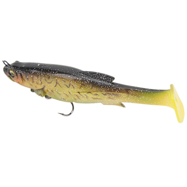 12,5 cm 21 g fiskelokker silikone fiskeblink T-hale levende spin ring magnetisk med trekroge til ferskvand saltvand sort ryg gul hale
