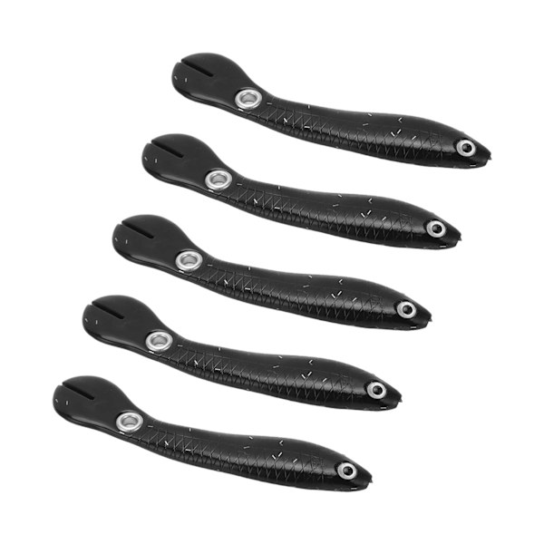 5kpl/ set 10cm 6g Pehmeä Viehe 3D-silmillä Enlarged Tail Coil Keinotekoinen Soft Loach -kalastusuheMusta