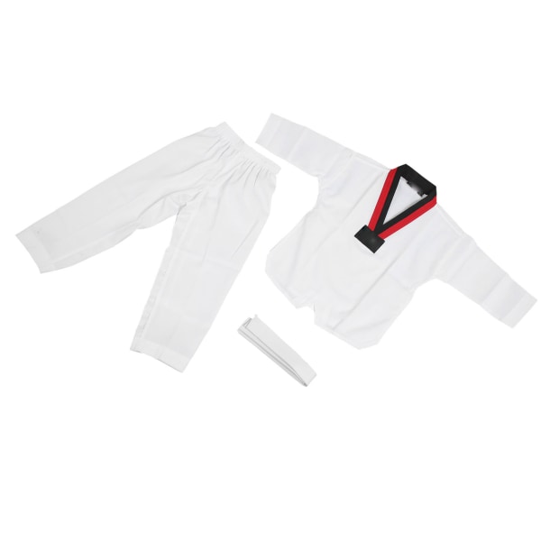 Taekwondo Uniform til Børn med Bælte Polyester og Bomuld Åndbar Blød Sports Karate Uniform til Børn til Kampsportstræning til Drenge Piger L