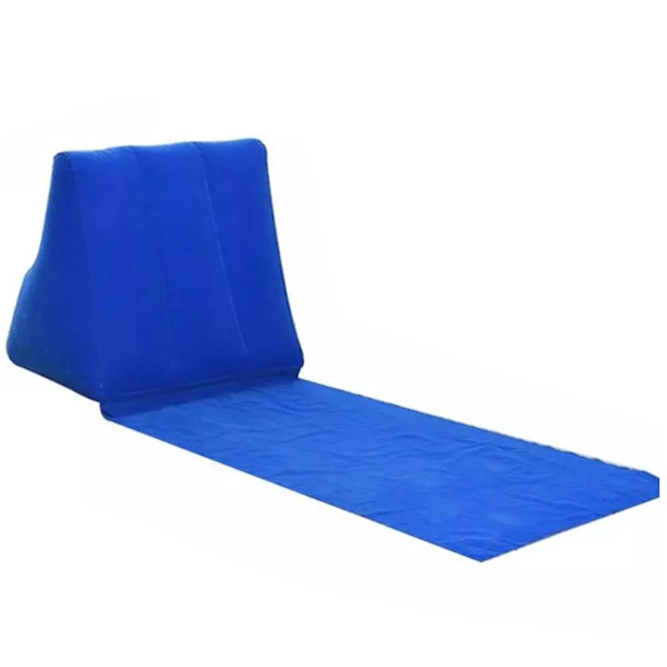 Triangelkudde Strandmatta PVC Flockande Uppblåsbar Strandstol Kudde Vikbar Strandkuddematta för utomhuscamping Strand Royal Blue