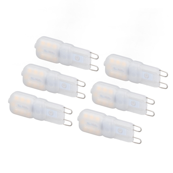 6 stk G9 LED-pærer Dimbar 3W Energisparende 360 Graders Pære til Taklamper og Pendellamper Varm Hvit 110-140V