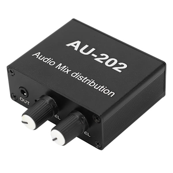 Stereo Mixer Audio Distributor 2 Input 2 Output 3,5 mm Jack Plug and Play Aluminiumlegering Audio Mix Forstärkare