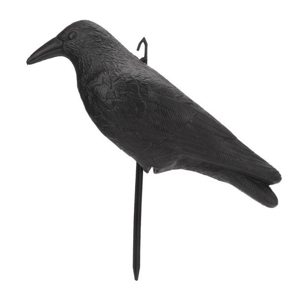 Crow Decoy PE svart simulering gårdsplassdekorasjon med stang for å tiltrekke jakt og skremme fugler