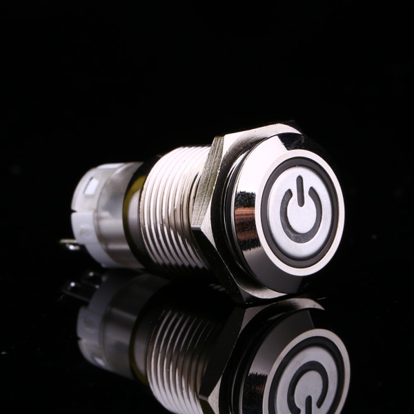 1 stk 16mm 1NO 1NC tilkobling 12V metall LED vippebryter låsende trykknapp