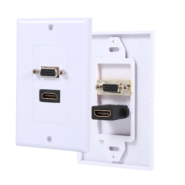 1 Port HDMI Hunn 1 Port VGA Hunn AV Vegguttak Video Sokkel Face Connector Plate Hvit