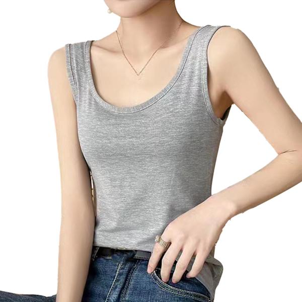 Naisten Toppeja Pehmeä Hengittävä Camisole Leveä Olkahihna Hihaton Yksivärinen Tank Top Kevät Kesä Harmaa L