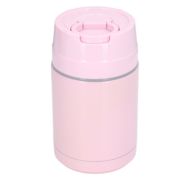 304 Rostfritt Stål Isolerad Matburk Läckagesäker Förhindra Glidning Bärbar Gryta Bägare med Sked för Utomhus Rosa 1000ml