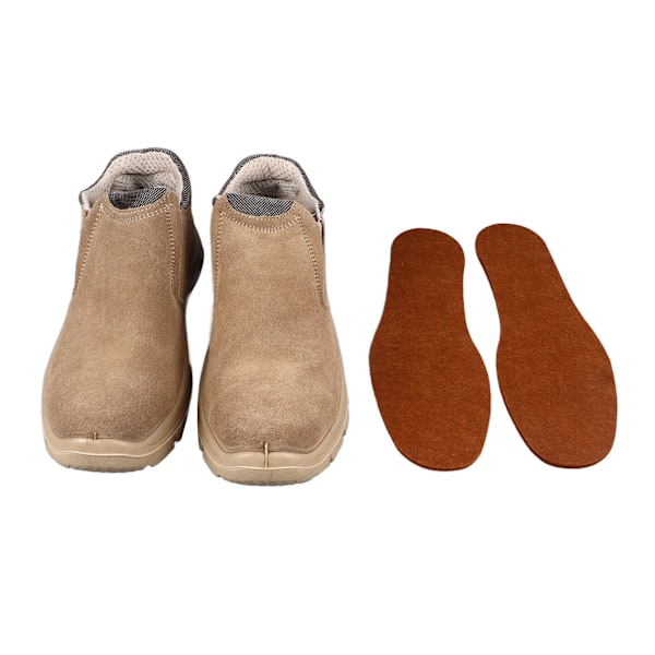 1 Par Stålhette Slip-On Sko med Solid Såle Semsket Skinn Sklisikker Punkteringssikker Pustende Stålhette Arbeidsstøvel for Menn Arbeider 43
