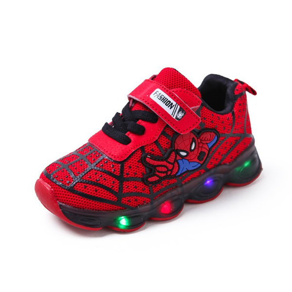 Barnesko gutter sportssko mesh enkeltsko LED lys sko (røde 28 yards)