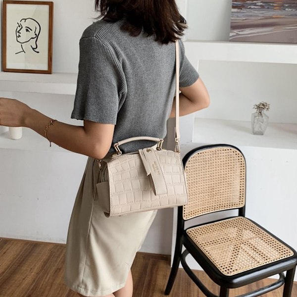2025 Kvinders Khaki Firkantet Crossbody Taske Unikt Tekstur Design Khaki