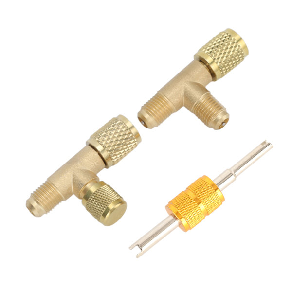 1/4in Ventilkjerne Messing T-adapter Hurtigkobling Adgang T-fittings til Vakuummåler R22 R12 R134 Kølemiddel