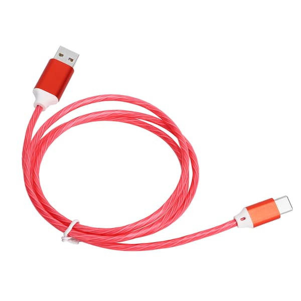 USB C Ladekabel LED Lysende Hurtigladekabel Rød
