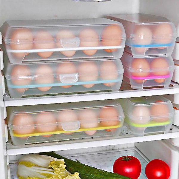 Egg oppbevaringsbeholder for kjøleskap - 15 grid egg oppbevaringsboks