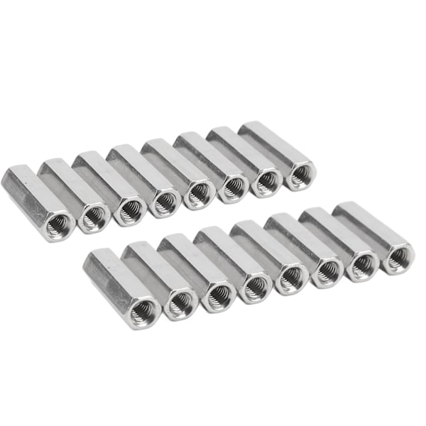 20 stk. sekskant koblingsmøtrik M5x0.8 L25mm rustbestandighed rustfrit stål gevindstangforbindelser