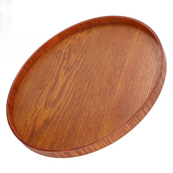 Tretjenerbrett i tre, rundt, holdbart, enkelt, elegant stil, bredt bruksområde, blank overflate, stabil struktur, 27 cm