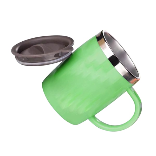304 Rostfritt stål Kaffe Mugg med Lock Söt Drop Resistent Dricka Mugg för Kontor Hem Grön 420ml