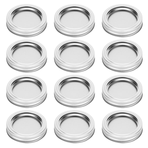 12 stk. 70 mm runde almindelige mund split-type glasbeholder lågbeholder forsegling låg til krydderi honning konservering (XH00177 sølv)
