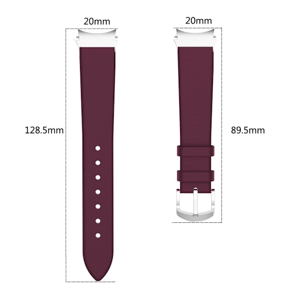 Nahkaranneke yhteensopiva Samsung Galaxy Watch4 40/44mm -kellon kanssa, korvaava ranneke yhteensopiva Watch4 Classic 42/46mm 20mm -kellon kanssa