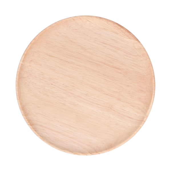 Rund serveringsbrett i gummitre for middagstallerken, teservering, frukt, snacks og matlagring, 27 cm