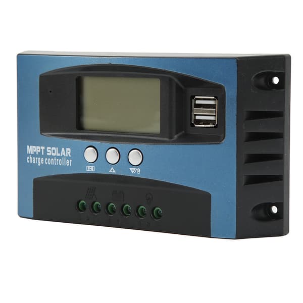 Solar Charge Controller LCD Display 2 USB-udgange Overstrømsbeskyttelse Solpanelregulator 12 24V Selvadaption 100A