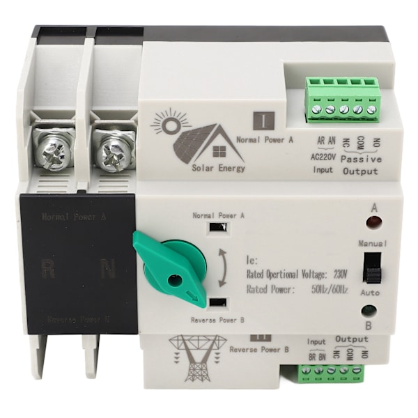 Dubbel automatisk omkopplare 2P Millisekund Snabb omkoppling Tidskontroller AC230V 50/60Hz PV till elnät 100A