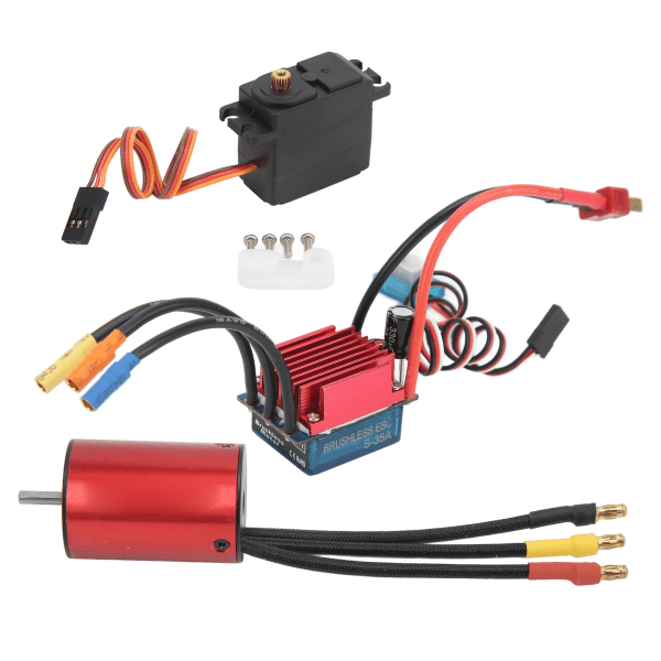 Børsteløs motorsæt 4500KV Motor Effektiv 2,2KG Servo 35A børsteløs motor ESC sæt til 1/14 1/16 RC bil