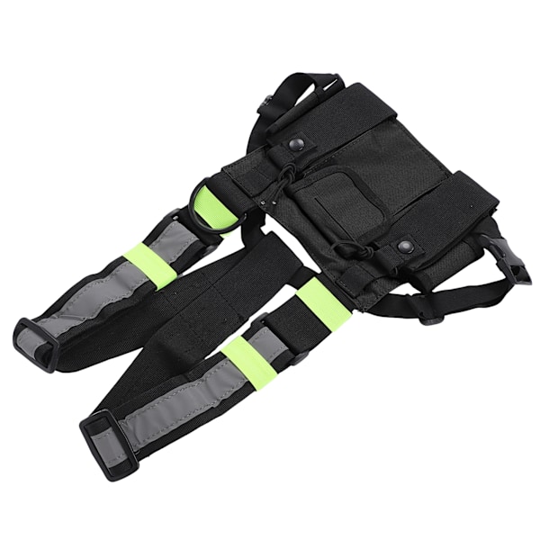 Multifunktionell Vattentät Bröstväska i Nylon Reflex Säkerhetsväst för Utomhusbruk (Svart Fluorescerande Grön)