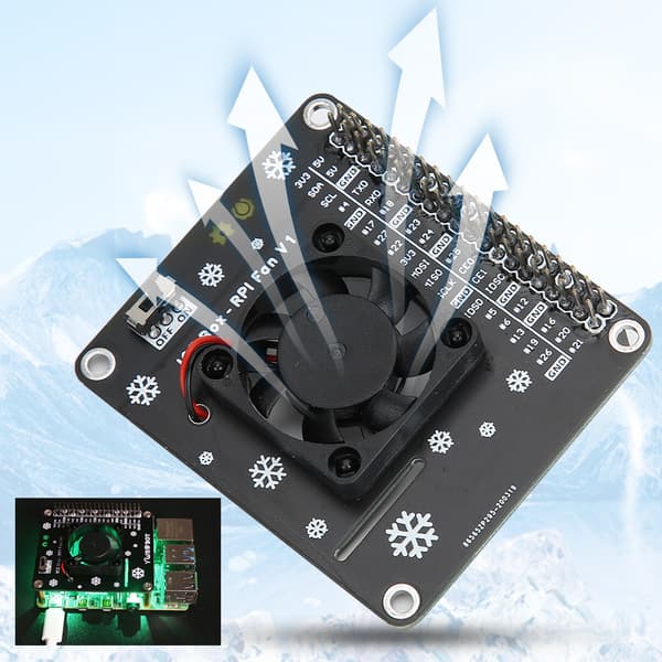 Køleventilator LED-lys Computertilbehør til Raspberry Pi 4B / 3B GPIO Udvidelseskort