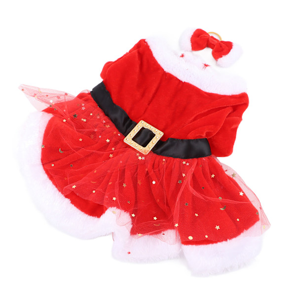 Jul Kostume til kæledyr - Sød Julemandshundekat Jul Tøj med Buehovedbeklædning til Juletemafest Cosplay L