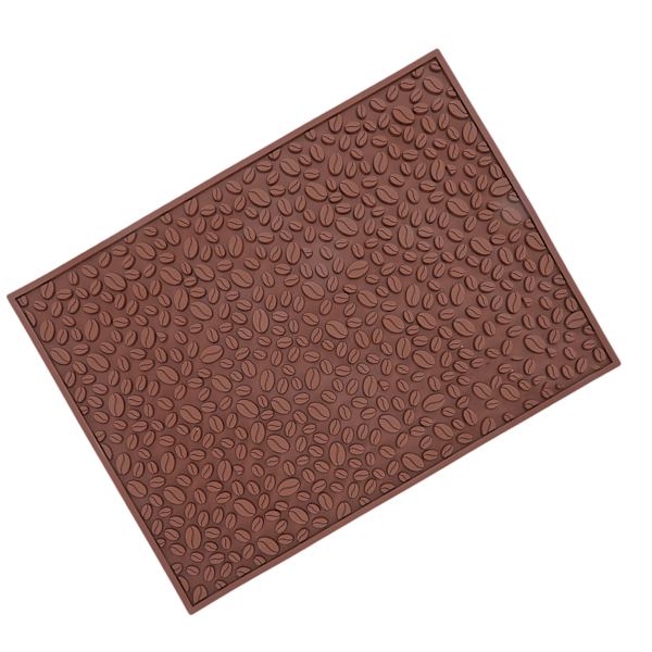 Halkskyddad koppmatta kaffeböna design skrivbord bar disk PVC-dyna för vattenavrinning filtrering brun