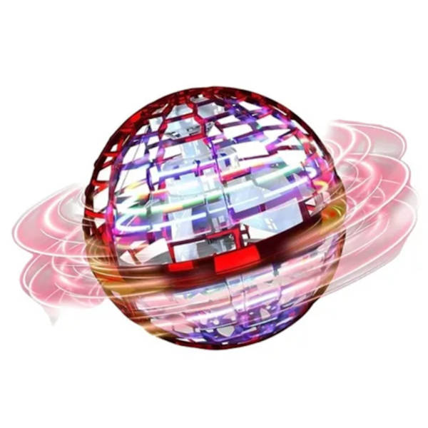 Flyvende bold legetøj farverigt lys USB opladning intelligent sensor plast roterende flyvende bold globe rød