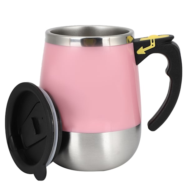 USB-ladet rustfritt stål elektrisk magnetisk vannkrus Melk Kaffe Selvrørende Blandemugge 400ml Rosa