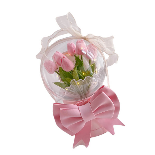 DIY Håndlavet Tulip Night Light Romantisk Soveværelse Sengen Sovelampe Ambient Lampe Bord Natlampe Pink