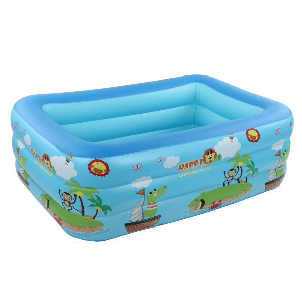 Oppblåsbart svømmebasseng Zoo Print Quadrate Familie oppblåsbart basseng for barn Småbarn Voksne Utendørs Hage Bakgård