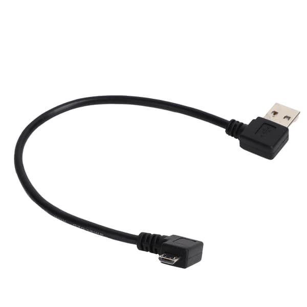 USB A till Micro USB Hane Rätvinklig Adapter Datakabel 24cm Svart