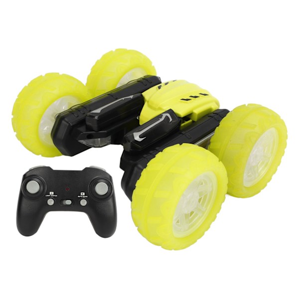 2.4G Dobbeltsidig RC Stuntbil 360 Graders Flips Roterende Lyd Lys Genopladelig Fjernstyret Stuntbil Gul Enkelt Batteri