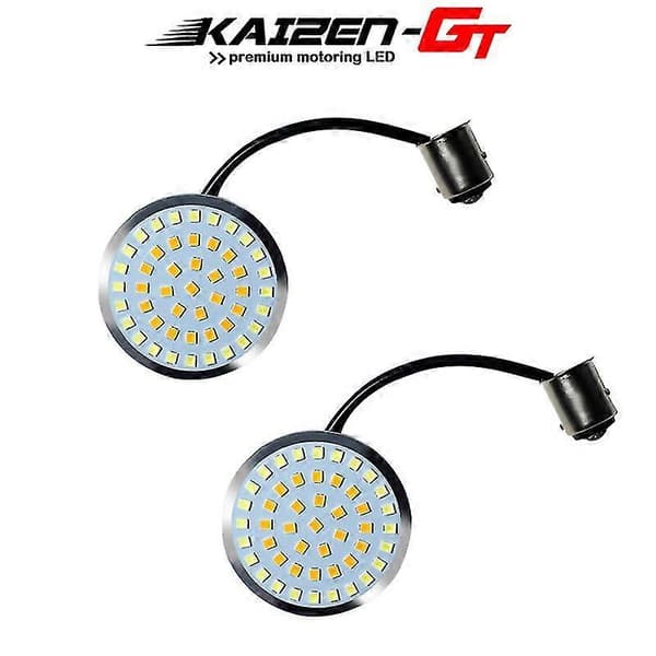 2 stk. 1157 Bullet 2 tommer hvide og ravfarvede Switchback Led forreste blinklys til Harley Davidson Softail Dyna motorcykel White amber