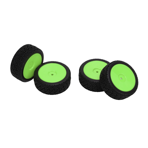 4st 1/10 RC Däck Set Gummi Stark buffrande Hög slitstyrka Slitstarka hjul Set för 1/10 Platt Sportbil Grön