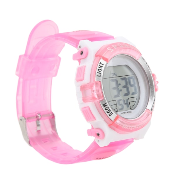 Digitaalinen watch tyttöjen opiskelijoiden sähköinen vedenpitävä PU-hihna uintiurheiluun värikkäällä yövalohälyttimellä vaaleanpunaisella
