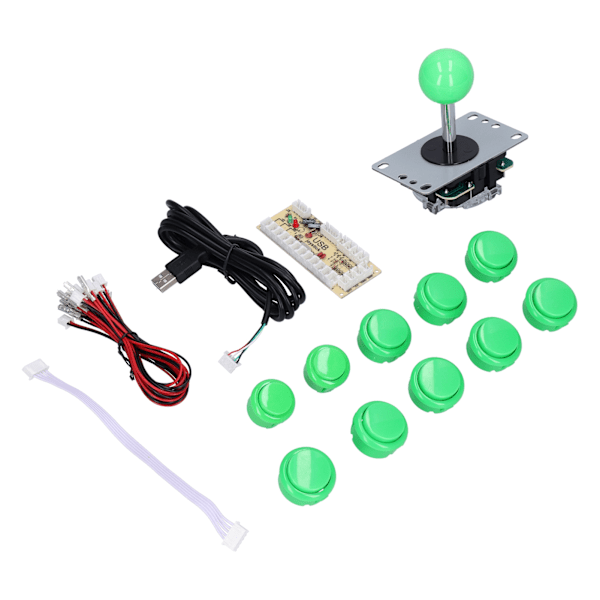 QM070901 Arkadspels Joystick Kit Noll Fördröjning Arkadspel DIY Kit Delar med Encoderkort 10 Knappar Joystick för MAME Grön