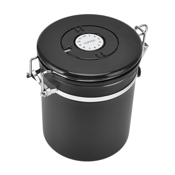 Lufttæt kaffebeholder opbevaringskrukke datatracker CO2-udløserventil rustfri stålbeholder sort